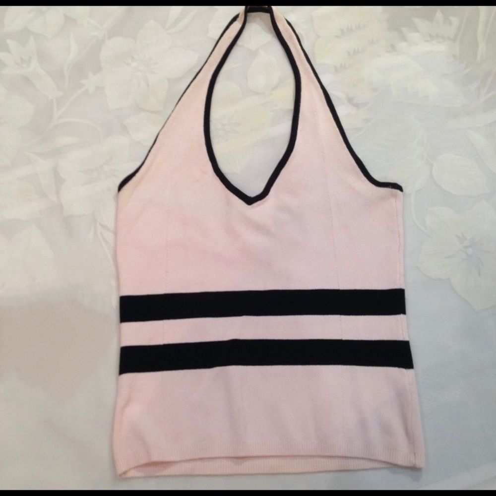 Wayne Rogers Pink And Black Cropped Halter Top - Picture 4 of 5